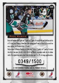1997-98 Donruss Canadian Ice - Stanley Cup Scrapbook #20 Paul Kariya Back