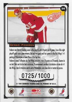 1997-98 Donruss Canadian Ice - Stanley Cup Scrapbook #26 Sergei Fedorov Back