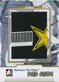 2009-10 In The Game Between The Pipes - Pad Save Gold #PS05 Sean Burke  Front