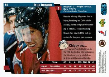 1997-98 Collector's Choice #54 Peter Forsberg Back