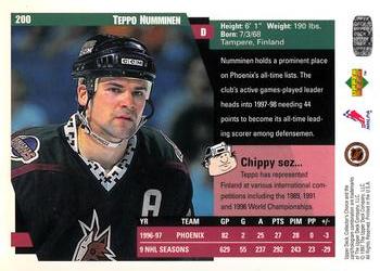 1997-98 Collector's Choice #200 Teppo Numminen Back