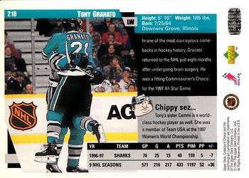 1997-98 Collector's Choice #218 Tony Granato Back