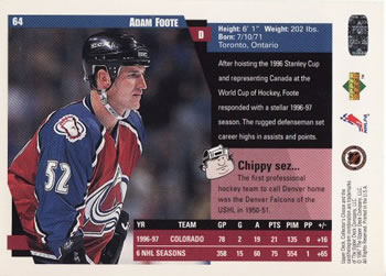 1997-98 Collector's Choice #64 Adam Foote Back