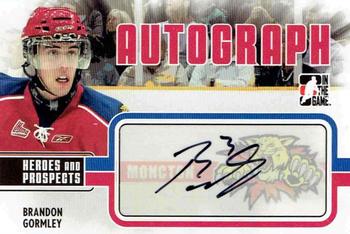 2009-10 In The Game Heroes and Prospects - Autographs #A-BG Brandon Gormley  Front