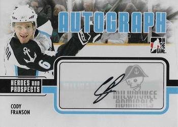2009-10 In The Game Heroes and Prospects - Autographs #A-CF Cody Franson  Front