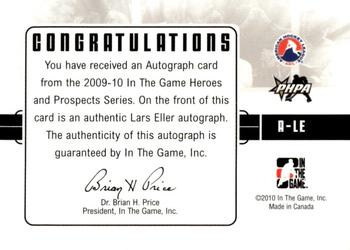 2009-10 In The Game Heroes and Prospects - Autographs #A-LE Lars Eller  Back