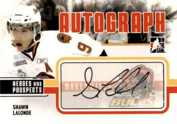 2009-10 In The Game Heroes and Prospects - Autographs #A-SL Shawn Lalonde  Front