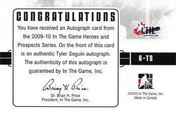 2009-10 In The Game Heroes and Prospects - Autographs #A-TS Tyler Seguin  Back