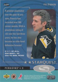 1997-98 Collector's Choice - StarQuest #SQ54 Ron Francis Back
