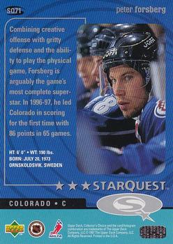 1997-98 Collector's Choice - StarQuest #SQ71 Peter Forsberg Back