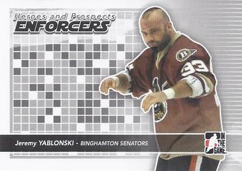 2009-10 In The Game Heroes and Prospects - Enforcers #E-02 Jeremy Yablonski  Front