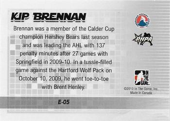 2009-10 In The Game Heroes and Prospects - Enforcers #E-05 Kip Brennan  Back