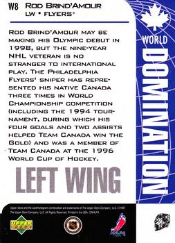 1997-98 Collector's Choice - World Domination #W8 Rod Brind'Amour Back