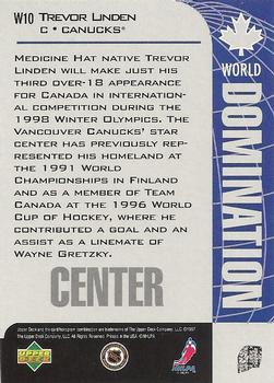 1997-98 Collector's Choice - World Domination #W10 Trevor Linden Back