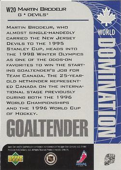 1997-98 Collector's Choice - World Domination #W20 Martin Brodeur Back