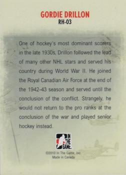 2009-10 In The Game Heroes and Prospects - Real Heroes #RH-03 Gordie Drillon  Back