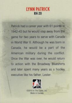 2009-10 In The Game Heroes and Prospects - Real Heroes #RH-20 Lynn Patrick  Back