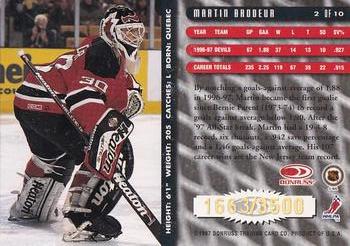1997-98 Donruss - Between the Pipes #2 Martin Brodeur Back