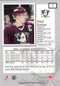 1997-98 Donruss Elite #7 Paul Kariya Back