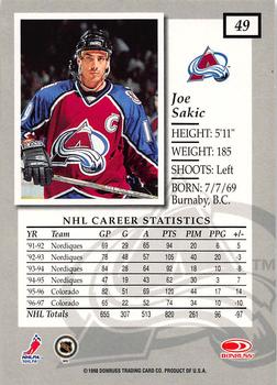 1997-98 Donruss Elite #49 Joe Sakic Back