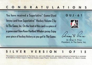 2009-10 In The Game Superlative - Game Used Jerseys Silver #GUJ-61 Dave Keon Back