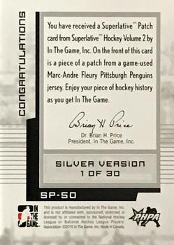 2009-10 In The Game Superlative - Game Used Patches Silver #SP50 Marc-Andre Fleury  Back