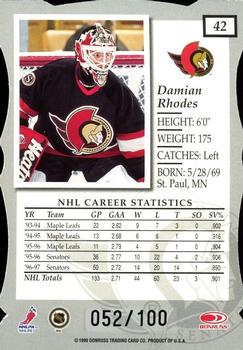 1997-98 Donruss Elite - Status #42 Damian Rhodes Back