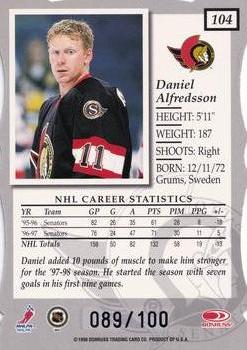 1997-98 Donruss Elite - Status #104 Daniel Alfredsson Back
