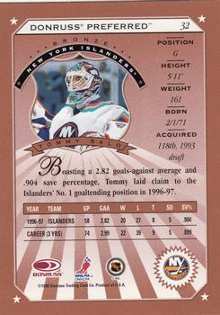 1997-98 Donruss Preferred #32 Tommy Salo Back