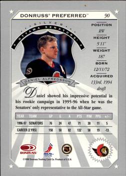 1997-98 Donruss Preferred #90 Daniel Alfredsson Back