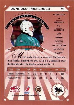 1997-98 Donruss Preferred #82 Mike Vernon Back