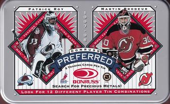 1997-98 Donruss Preferred - Tin Packs Double Wide #9 Patrick Roy / Martin Brodeur Front