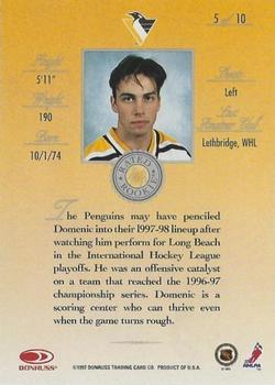 1997-98 Donruss - Rated Rookies #5 Domenic Pittis Back