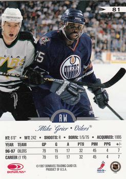 1997-98 Leaf #81 Mike Grier Back