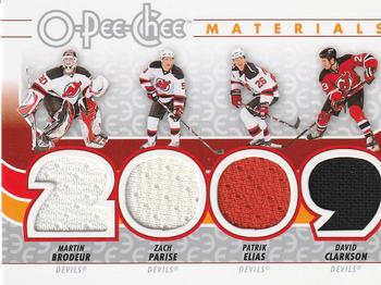 2009-10 O-Pee-Chee - Materials - Quad Jerseys #J-DEVL David Clarkson / Martin Brodeur / Patrik Elias / Zach Parise  Front