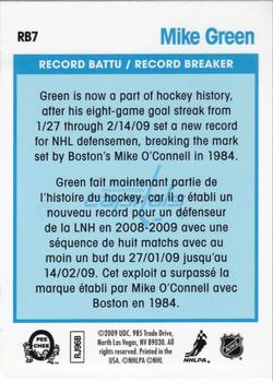 2009-10 O-Pee-Chee - Record Breakers #RB7 Mike Green Back