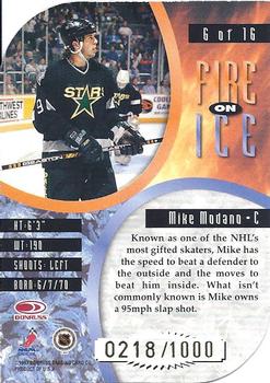 1997-98 Leaf - Fire on Ice #6 Mike Modano Back