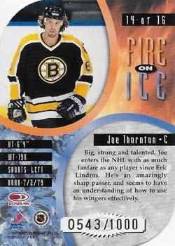 1997-98 Leaf - Fire on Ice #14 Joe Thornton Back