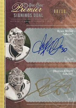 2009-10 O-Pee-Chee Premier - Signings Duals Gold #PS2-ME Ryan Miller / Jhonas Enroth  Front