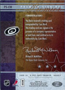 2009-10 O-Pee-Chee Premier - Signings Gold #PS-CW Cam Ward  Back