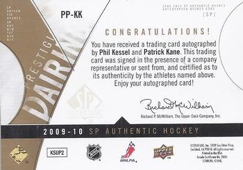 2009-10 SP Authentic - Prestigious Pairings #PP-KK Phil Kessel / Patrick Kane  Back