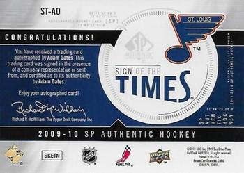 2009-10 SP Authentic - Sign of the Times #ST-AO Adam Oates Back