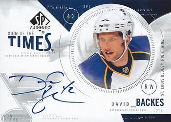 2009-10 SP Authentic - Sign of the Times #ST-DB David Backes Front