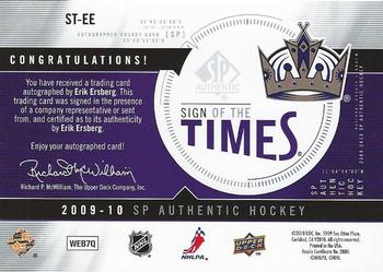 2009-10 SP Authentic - Sign of the Times #ST-EE Erik Ersberg Back