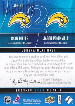 2009-10 SP Game Used - Authentic Fabrics Dual Patches #AF2-RJ Jason Pominville / Ryan Miller  Back