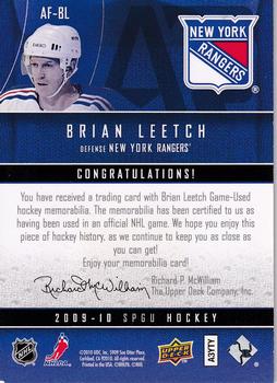 2009-10 SP Game Used - Authentic Fabrics Gold #AF-BL Brian Leetch  Back