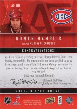 2009-10 SP Game Used - Authentic Fabrics Patches #AF-RH Roman Hamrlik  Back