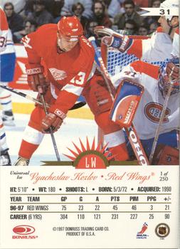 1997-98 Leaf International Stars - Universal Ice #31 Vyacheslav Kozlov Back