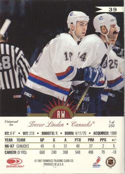1997-98 Leaf International Stars - Universal Ice #39 Trevor Linden Back