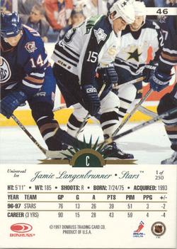 1997-98 Leaf International Stars - Universal Ice #46 Jamie Langenbrunner Back